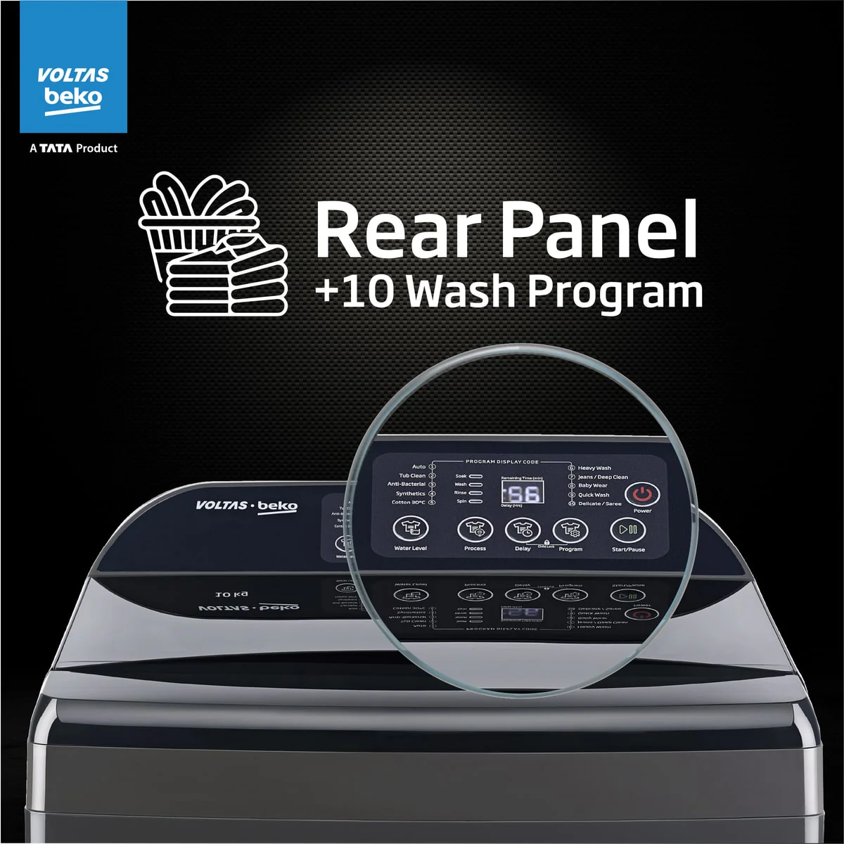10 Kg 5 Star Fully-Automatic Top Loading Washing Machine (WTL1006UEAH/OBS3060, Dark Grey, Inbuilt Heater) , Voltas Beko, A Tata Product - Image 4