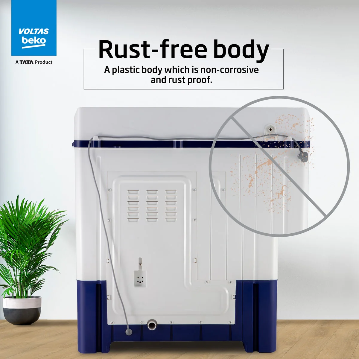 10 Kg 5 Star Semi-Automatic Top Load Washing Machine (WTT100UPA/GR5KPTD, Grey, Special pulsator and Double waterfall Technology) , Voltas Beko, A Tata Product - Image 6