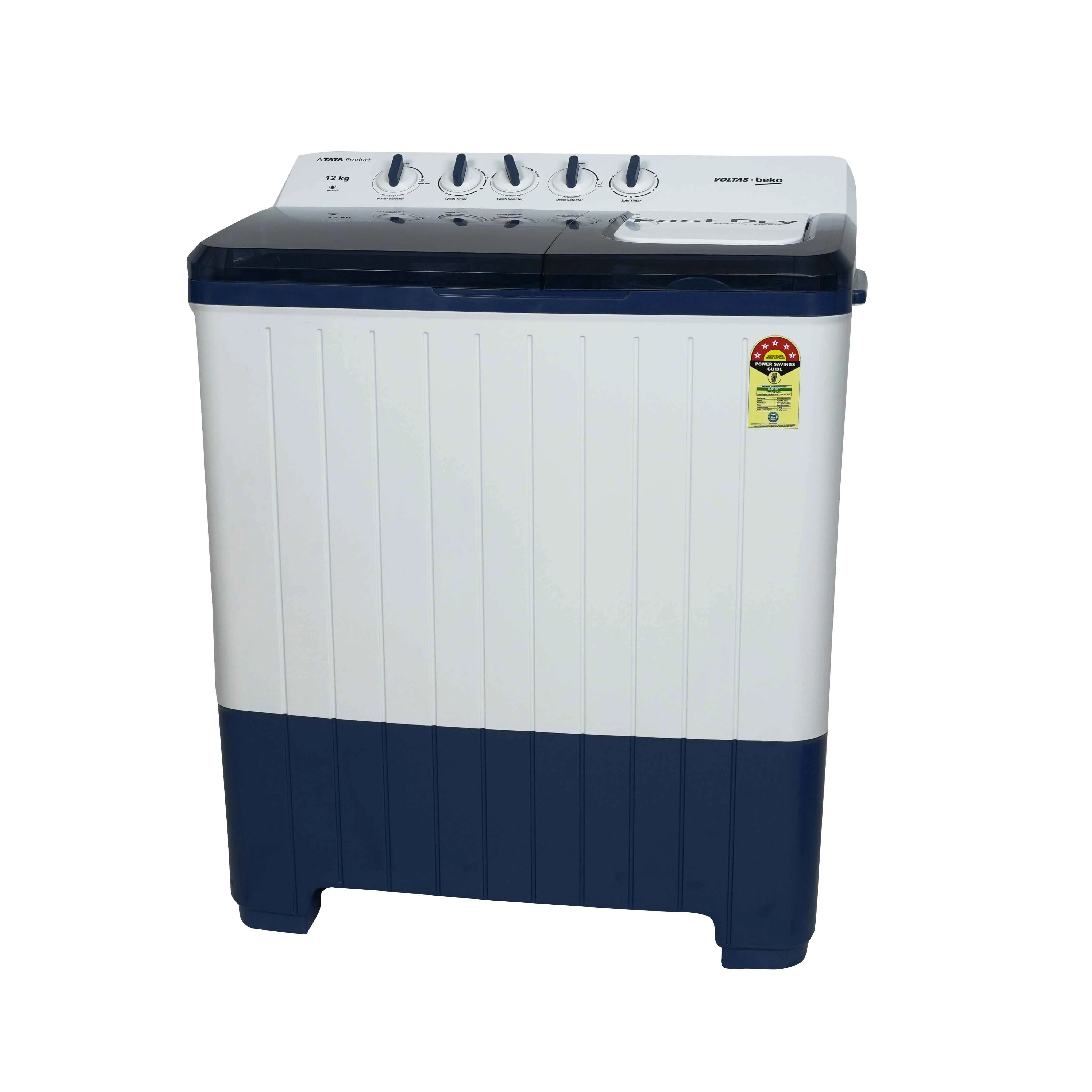12 Kg 5 Star Semi-Automatic Top Load Washing Machine (WTT120UPA/BL5KPTD, Blue, Special pulsator and Double waterfall Technology) , Voltas Beko, A Tata Product - Image 3