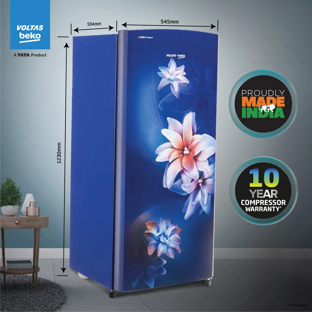 183 L 2 Star Direct Cool Single Door Refrigerator (RDC215D/S0WBR0M0000GO, Stella Blue, With Fresh Box Technology and Chiller Zone) , Voltas Beko, A Tata Product - Image 8