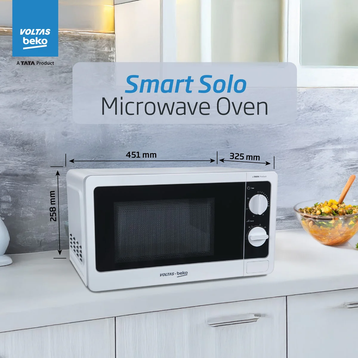 20 L Smart Solo Microwave Oven (MS20MPW10, White | With Anti bacterial Inner Cavity and Large Turntable) , Voltas Beko, A Tata Product - Image 4