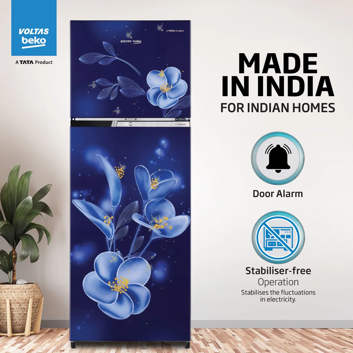243 L 2 Star Double Door Refrigerator (RFF280D/WPV100RMBO, Moonlight Blue) , Voltas Beko, A Tata Product - Image 10