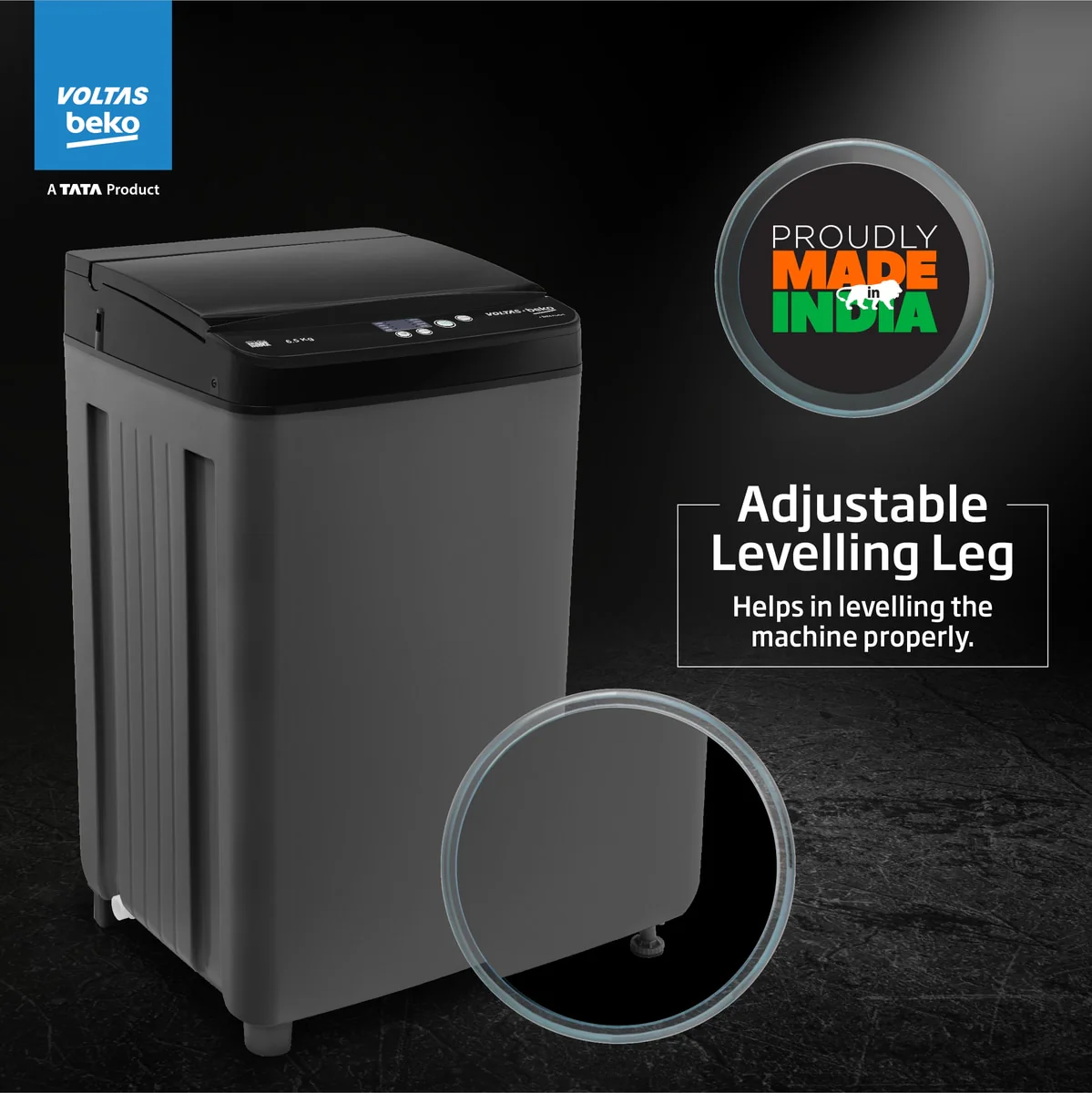 6.5 Kg 5 Star Fully-Automatic Top Loading Washing Machine (WTL6504UEA/OBS2P10 Eco-Series,Dark Grey, Pulsator wash and Double waterfall technology) , Voltas Beko, A Tata Product - Image 7