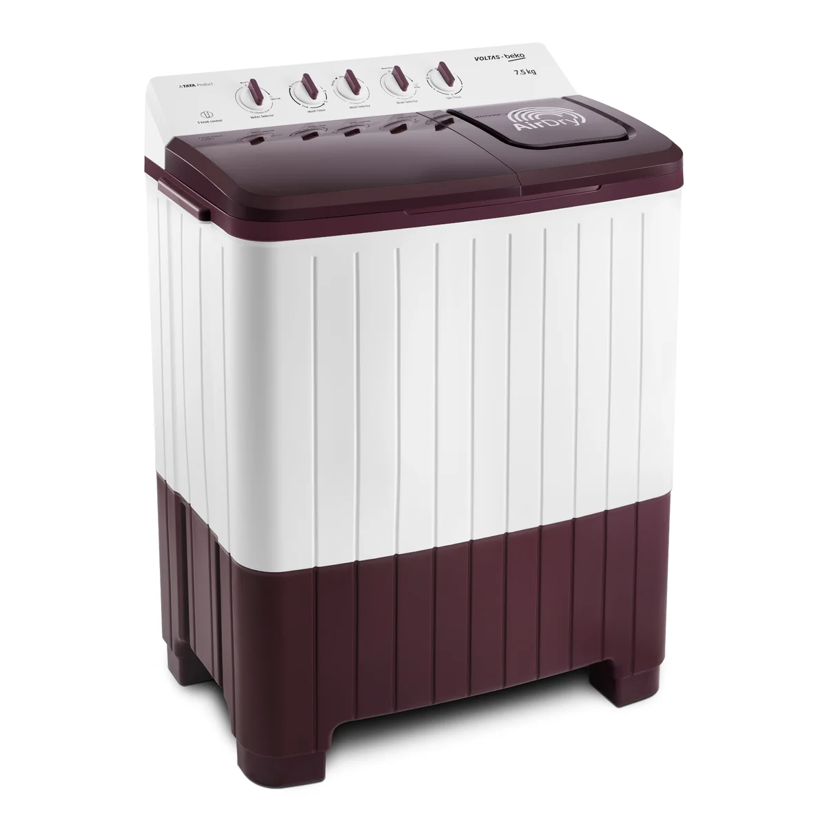 7.5 Kg 5 Star Semi-Automatic Top Loading Washing Machine (WTT75UHA/OK5R0R0W01, Burgundy, Air Dry & Pulsator wash technology) , Voltas Beko, A Tata Product - Image 11