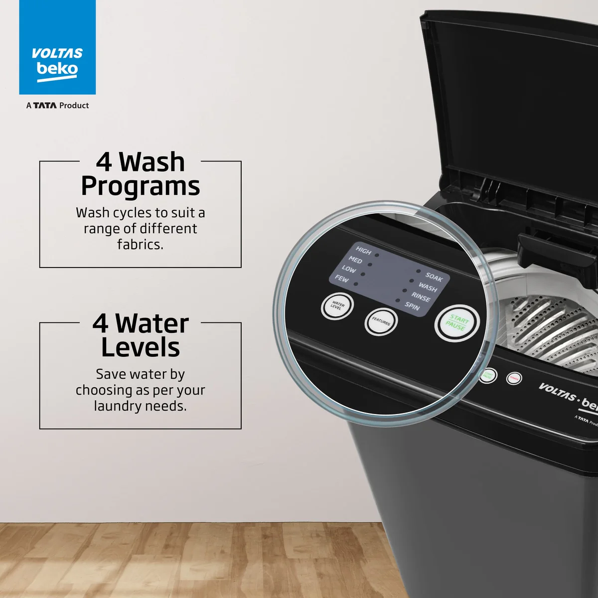 7 Kg 5-Star Fully Automatic Top Load Washing Machine (WTL7004UEA/OBS1P10, Grey) , Voltas Beko, A Tata Product - Image 4