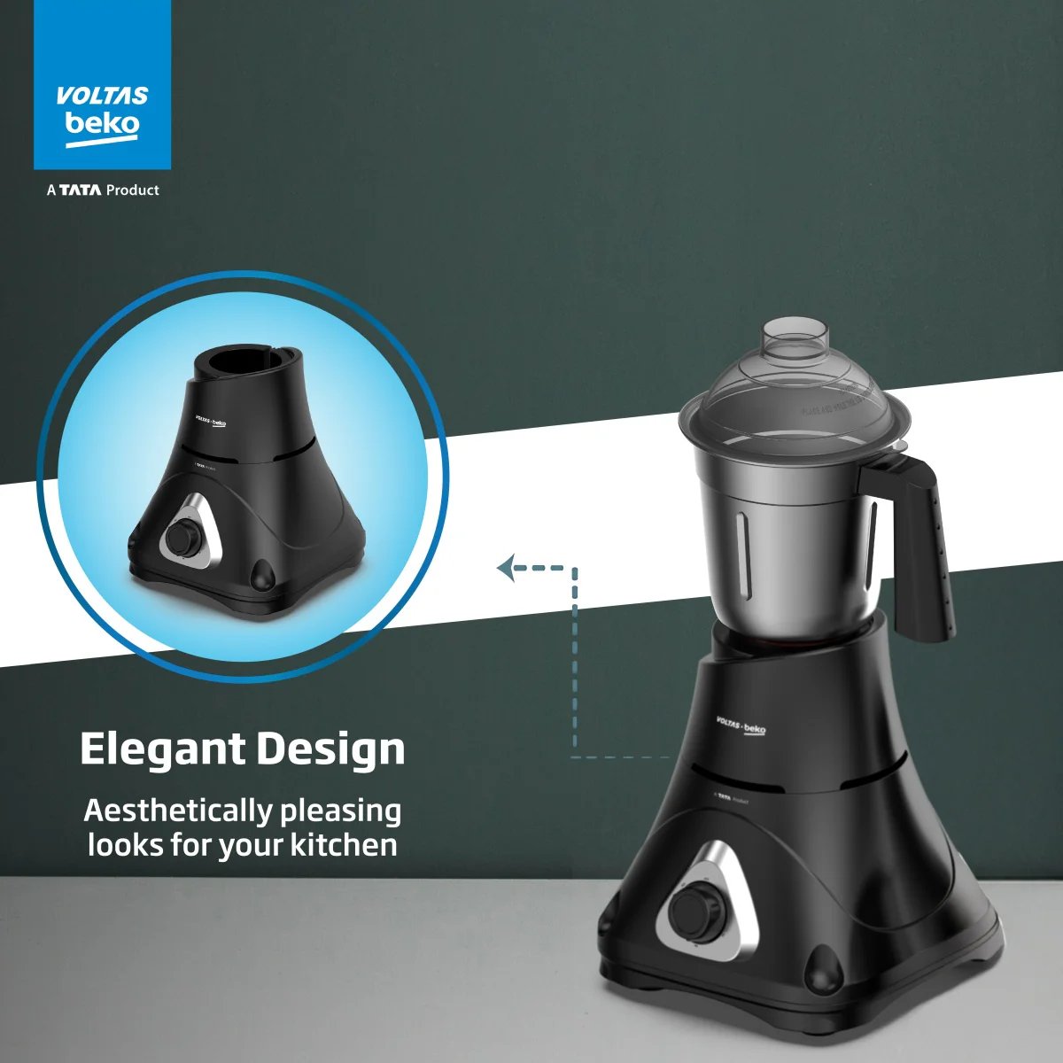 750 W Mixer Grinder (G7503HP-BL, Black, With GrindX blades Technology) , Voltas Beko, A Tata Product - Image 7