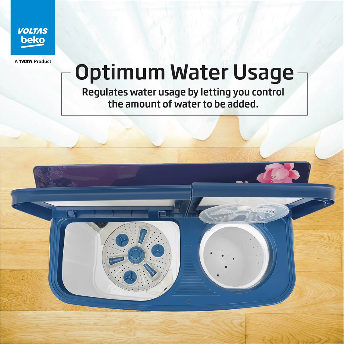 8.5 Kg 5 Star Semi-Automatic Top Load Washing Machine (WTT85DBLG/FLRB5, Blue, Special Pulsator & 5 Knob Control Method, With Double Water Fall technology) , Voltas Beko, A Tata Product - Image 4