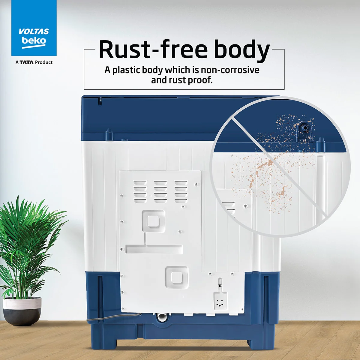 8.5 Kg 5 Star Semi-Automatic Top Load Washing Machine (WTT85DBLG/FLRB5, Blue, Special Pulsator & 5 Knob Control Method, With Double Water Fall technology) , Voltas Beko, A Tata Product - Image 6