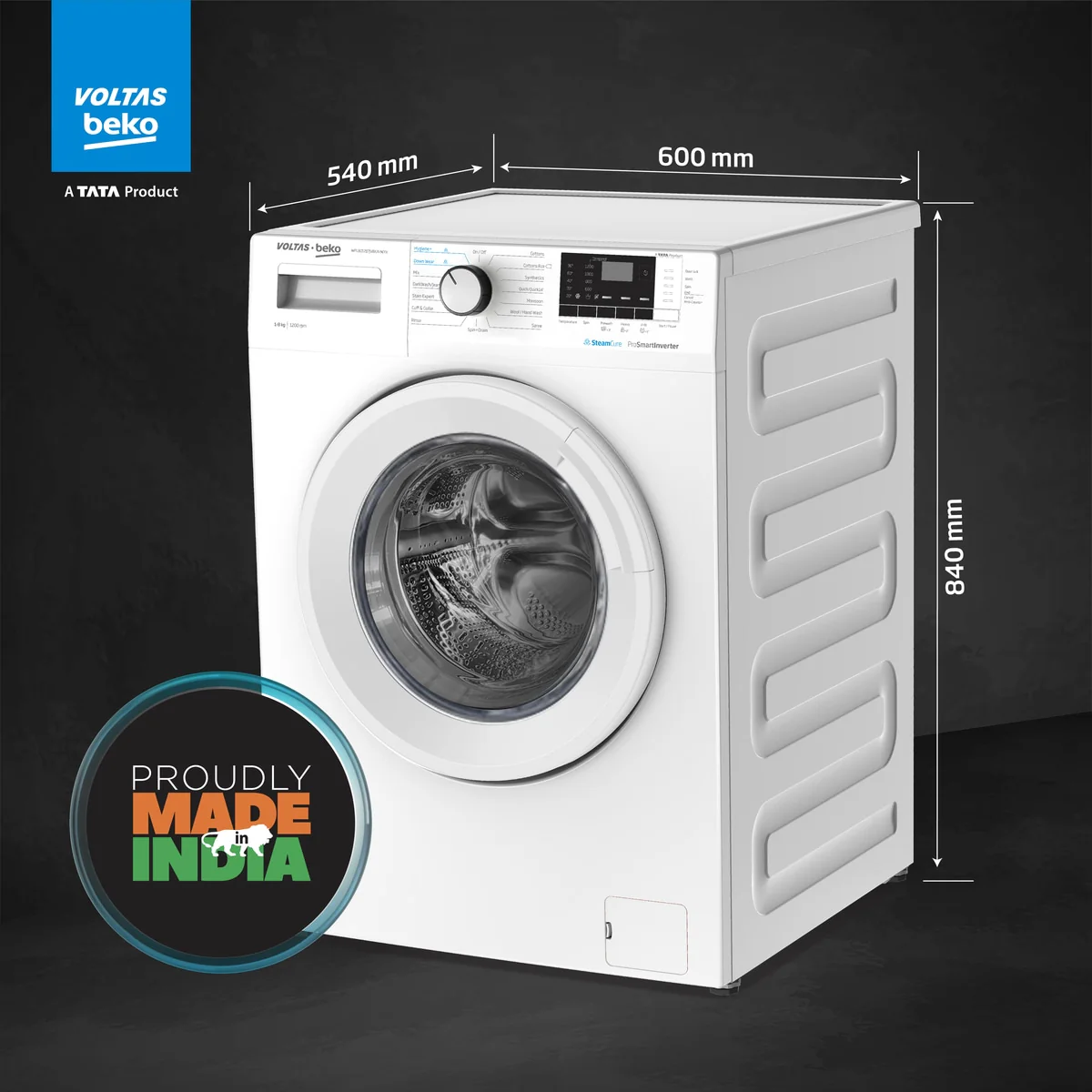 8 Kg 5 Star Fully Automatic Front Load Washing Machine (WFL8012B7JVBKA/WXV, White) , Voltas Beko, A Tata Product - Image 10