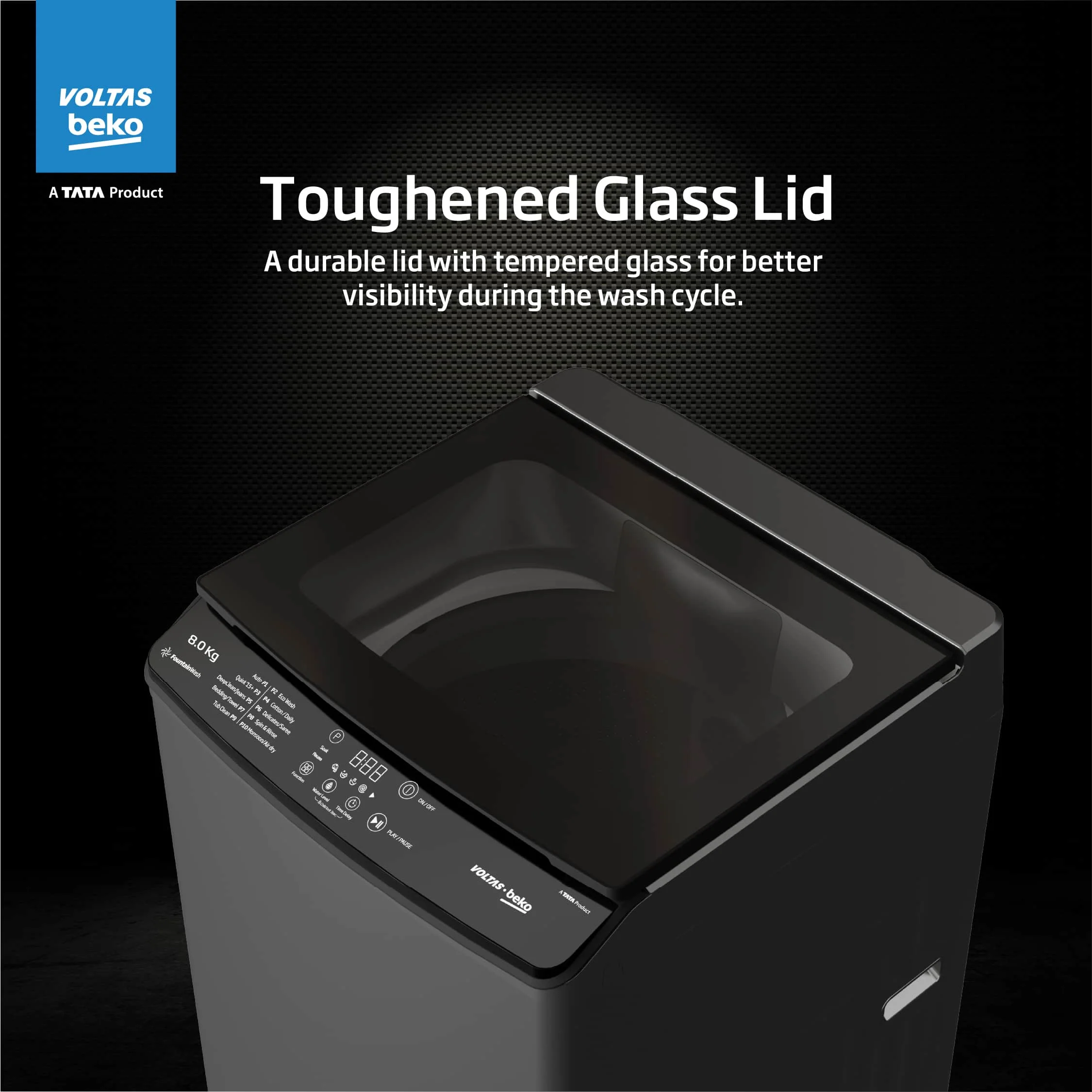 8 Kg 5 Star Fully Automatic Top Load Washing Machine (WTL8011AU, Aqua Wave Drum, Grey) , Voltas Beko, A Tata Product - Image 6
