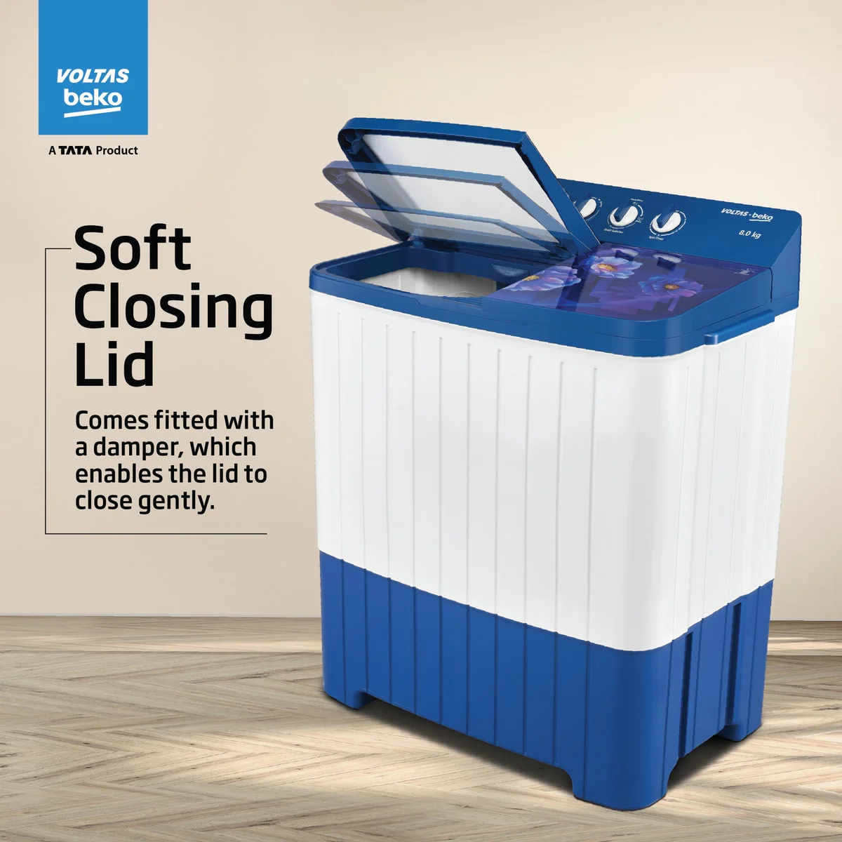 8 Kg 5 Star Semi Automatic Washing Machine (WTT80UHA/OK5I0I0W07E,Blue) , Voltas Beko, A Tata Product - Image 5