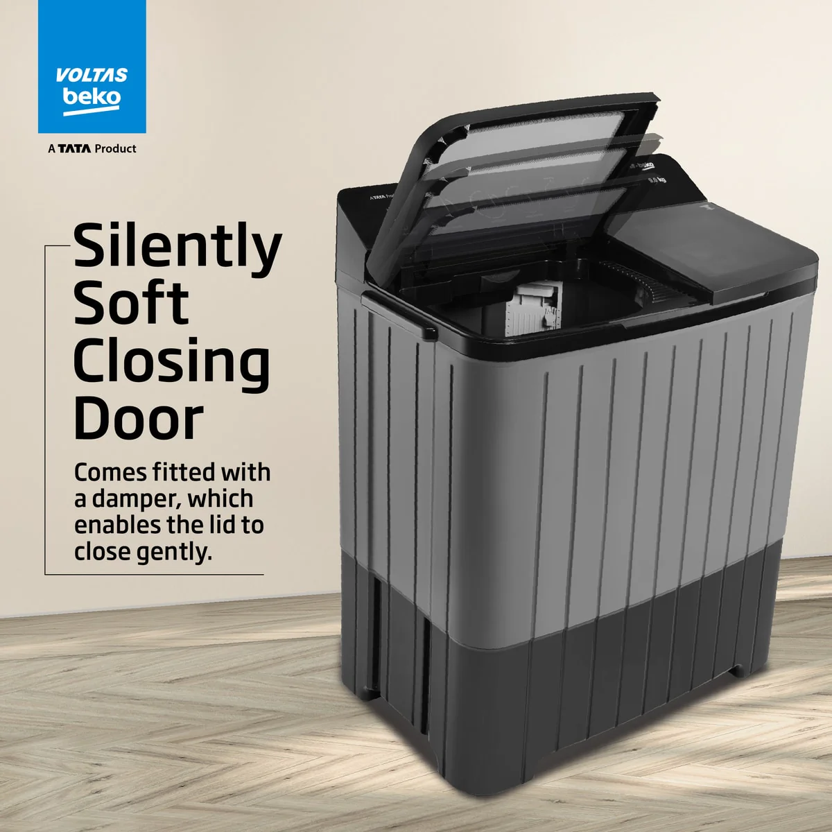 9 Kg 5 Star Semi Automatic Top Load Washing Machine Black (WTT90UHA/OK5B1B1S26,Grey ) , Voltas Beko, A Tata Product - Image 5