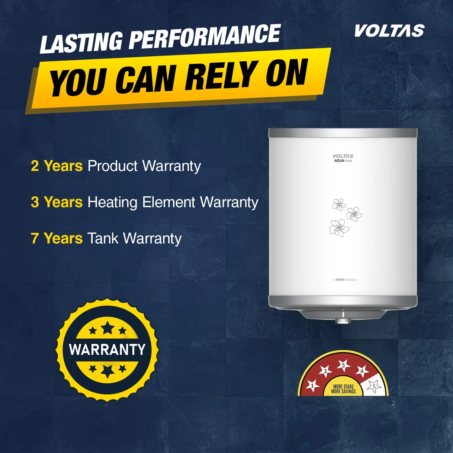 Voltas Aqua Prime 4 Star Water Heater - 25L (2000 W) - Image 3