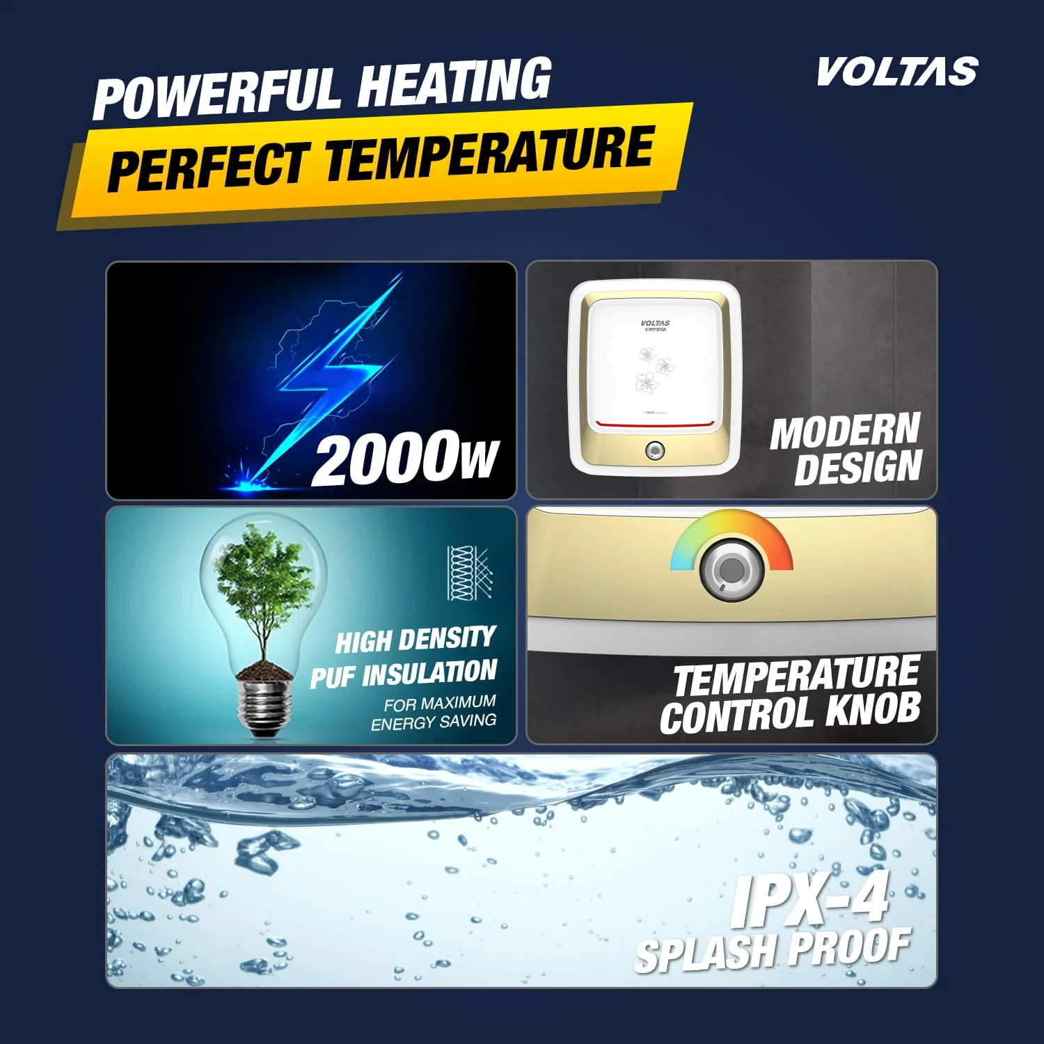 Voltas Crysta 5 Star Water Heater - 15L (2000 W) - Image 3