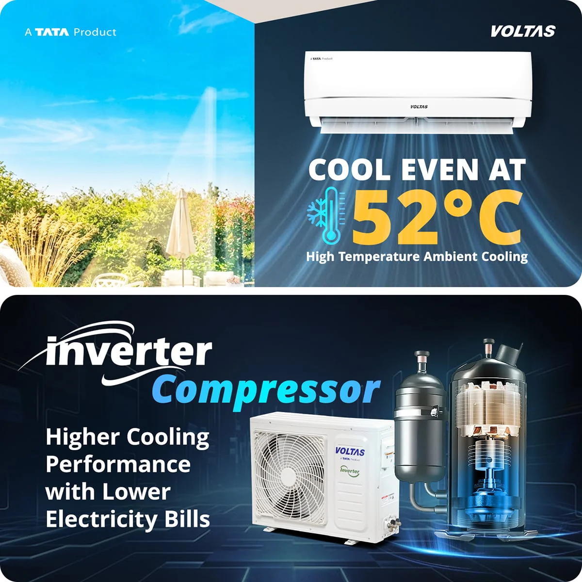 Voltas Split Air Conditioner, 1.5 Ton, 3 Star - 183INV Vectra Zenith Silver - Image 7