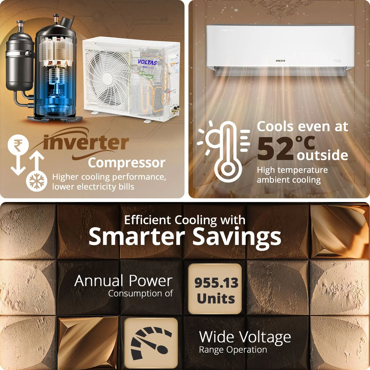 Voltas Split Air Conditioner, 1.5 Ton, 3 Star - 183INV Venus Luxe - Image 7