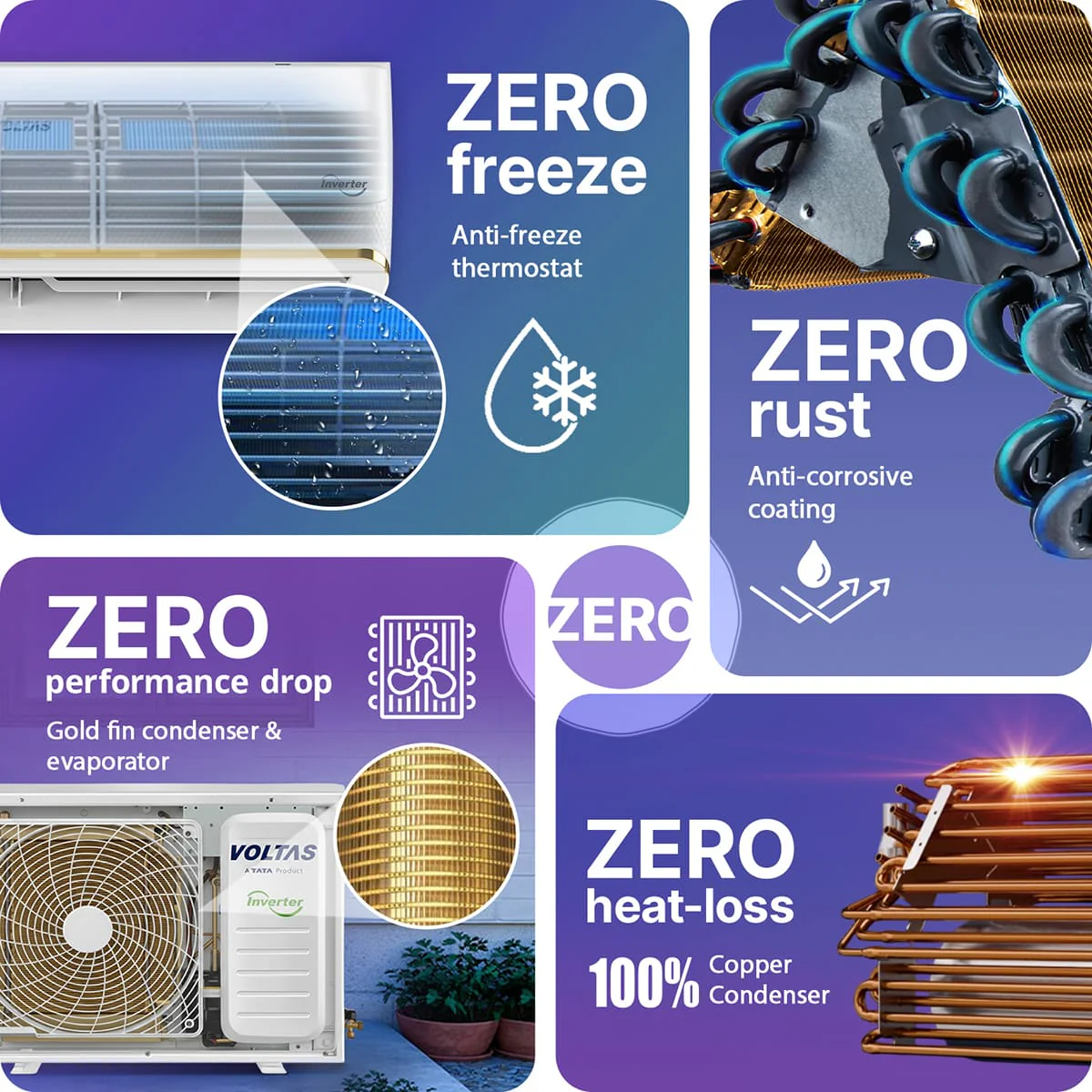 Voltas Split Air Conditioner, 1.5 Ton, 3 Star - 183INV Vertis Zephyr Gold - Image 8