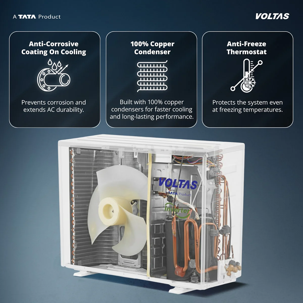 Voltas Split Air Conditioner, 1.5 Ton, 3 Star - 183INVHC Vectra Zenith - Image 14