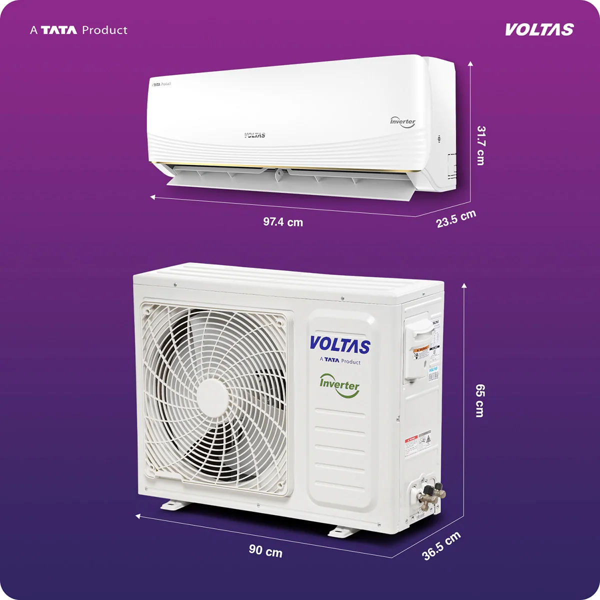 Voltas Split Air Conditioner, 1.5 Ton, 5 Star - 185INV Vertis AI Zest Gold - Image 4