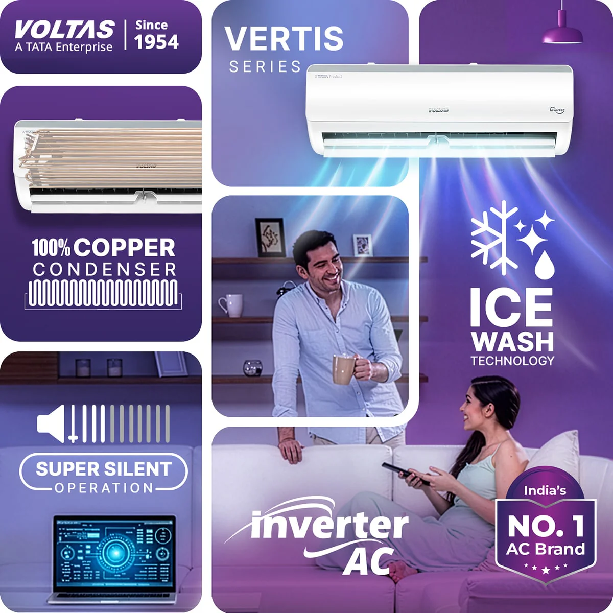 Voltas Split Air Conditioner, 1.5 Ton, 5 Star - 185INV Vertis Elite - Image 5