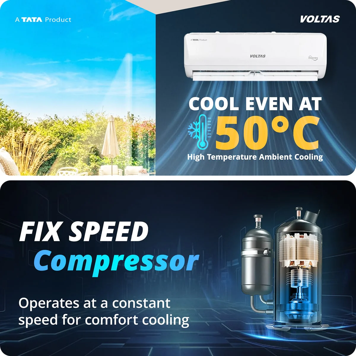 Voltas Split Air Conditioner, 1 Ton, 2 Star - 122FS Emerald - Image 6