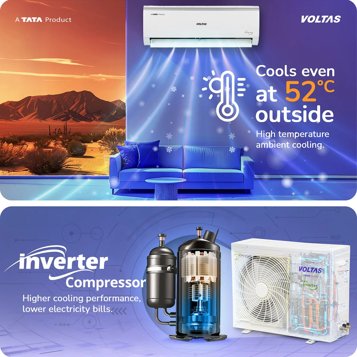 Voltas Split Air Conditioner, 1 Ton, 3 Star - 123INV Vertis Elite - Image 7