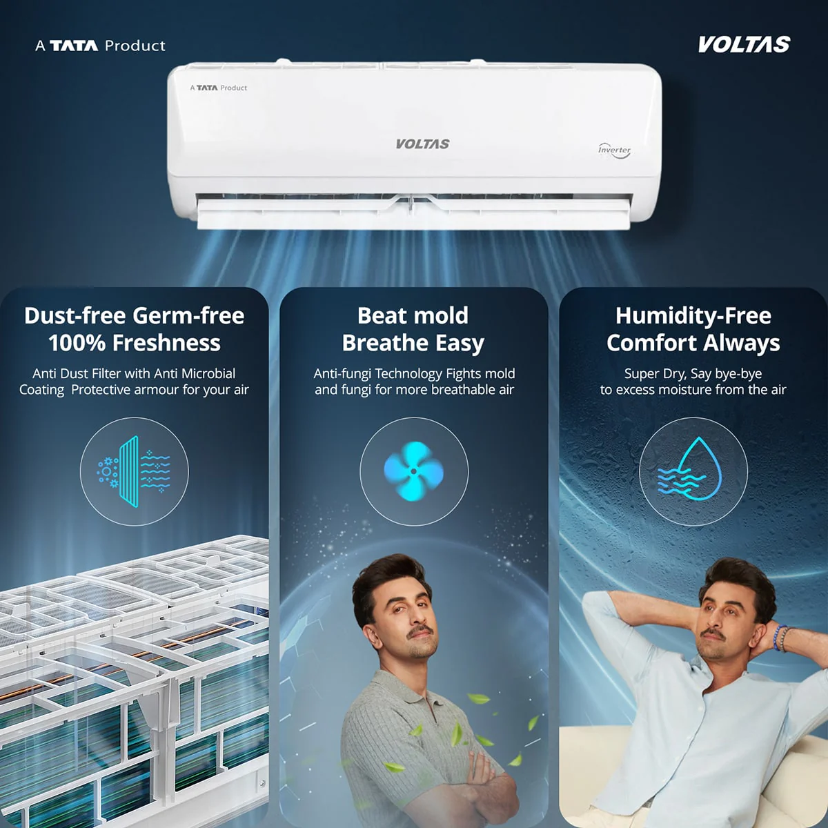 Voltas Split Air Conditioner, 2 Ton, 3 Star - 243INVHC Vectra Emerald - Image 9