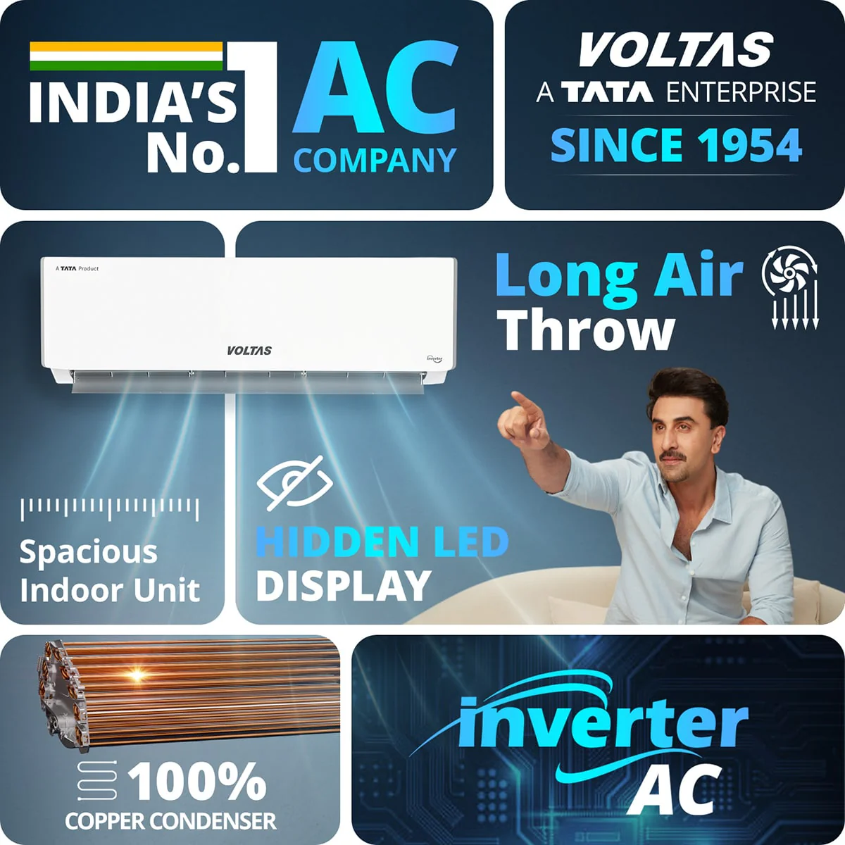 Voltas Split Air Conditioner, 2 Ton, 5 Star - 245INV Vectra Plush - Image 5