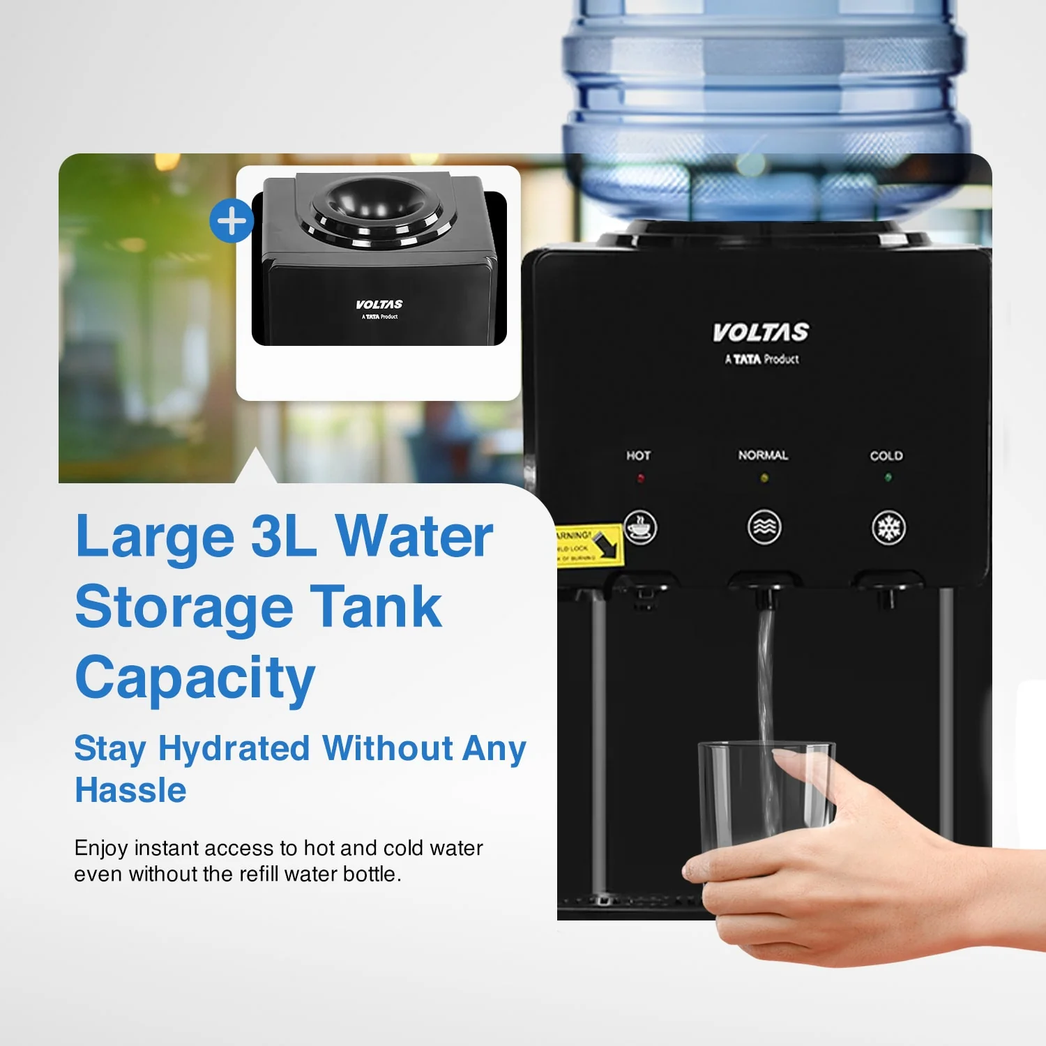 Voltas Water Dispenser ISI Mark Minimagic Spring RV + Black [With Refrigerated Cabinet] - Image 6