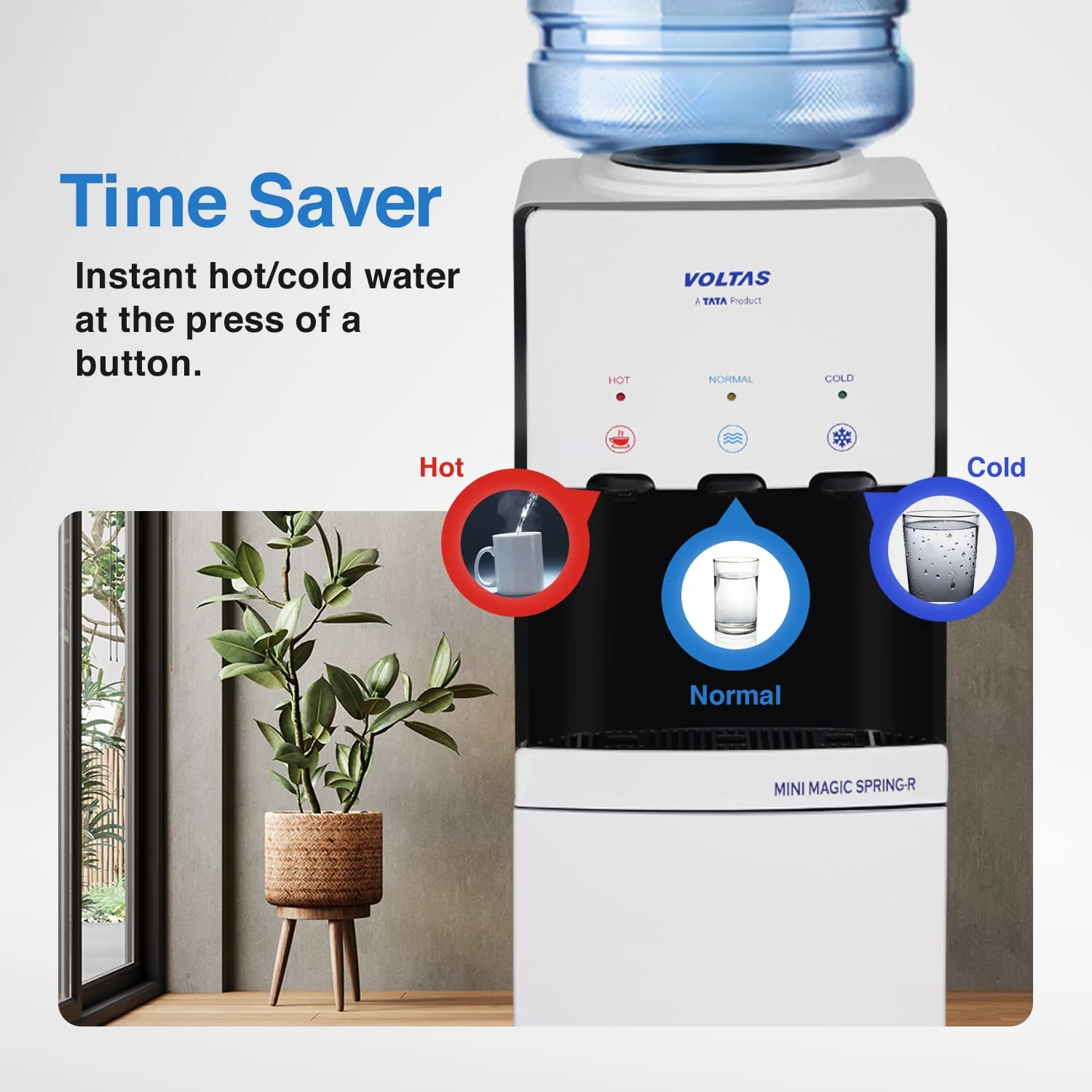 Voltas Water Dispenser ISI Mark Minimagic Spring RV+ White [With Refrigerated Cabinet] - Image 7