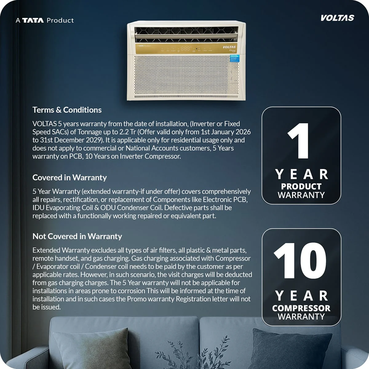 Voltas Window Air Conditioner, 1.5 Ton, 5 Star - 185INV Topaz - Image 16